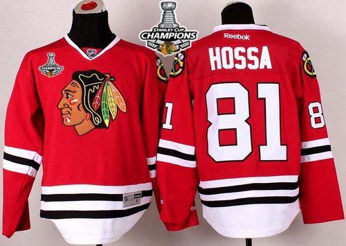 Blackhawks #81 Marian Hossa Stitched Red Stanley Cup Champions NHL Jersey