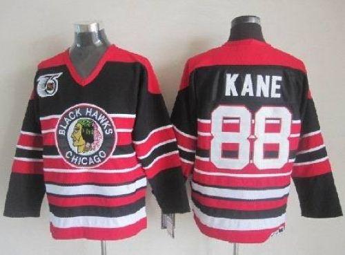 Blackhawks #88 Patrick Kane Red/Black 75TH CCM Stitched NHL Jersey