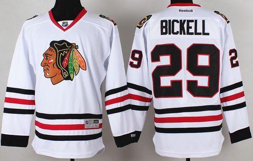 Blackhawks #29 Bryan Bickell White Stitched NHL Jersey