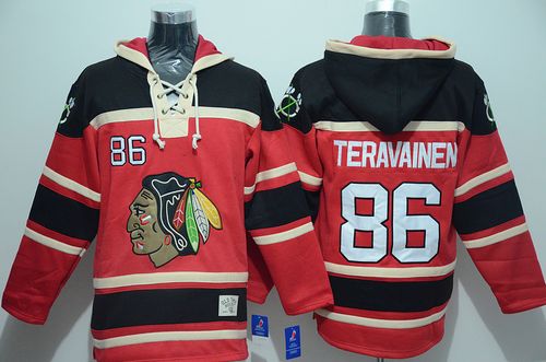 Blackhawks #86 Teuvo Teravainen Red Sawyer Hooded Sweatshirt Stitched NHL Jersey