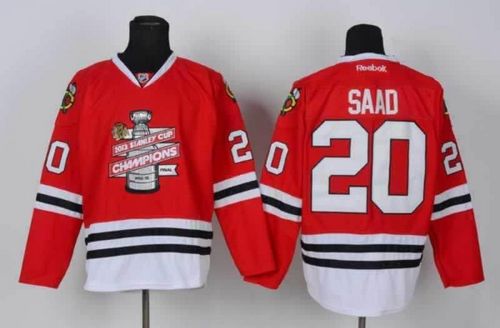 Blackhawks #20 Brandon Saad Red 2013 Stanley Cup Champions Stitched NHL Jersey