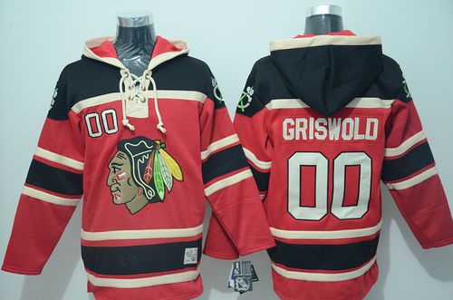 Blackhawks #00 Clark Griswold Red Sawyer Hooded Sweatshirt Stitched NHL Jersey