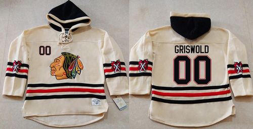 Blackhawks #00 Clark Griswold Cream Heavyweight Pullover Hoodie Stitched NHL Jersey