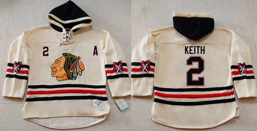 Blackhawks #2 Duncan Keith Cream Heavyweight Pullover Hoodie Stitched NHL Jersey