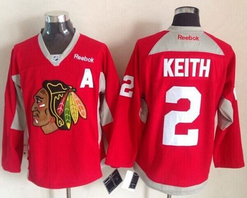 Blackhawks #2 Duncan Keith Red Practice Stitched NHL Jersey