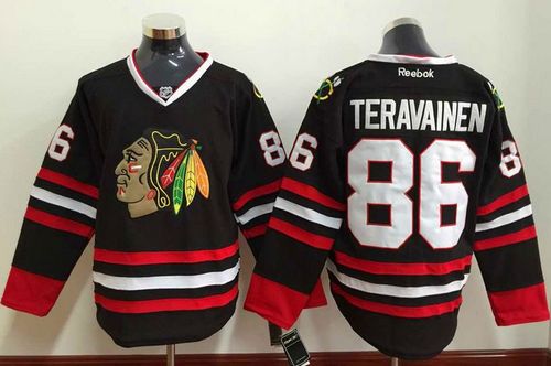 Blackhawks #86 Teuvo Teravainen Black Stitched NHL Jersey