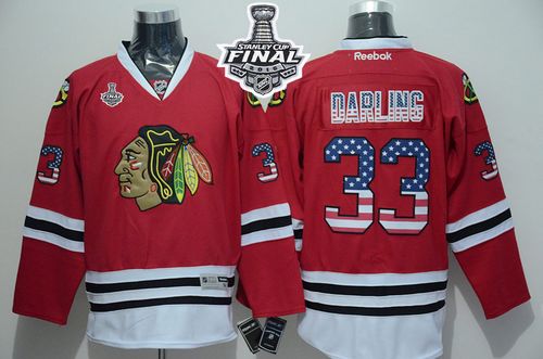 Blackhawks #33 Scott Darling Red USA Flag Fashion 2015 Stanley Cup Stitched NHL Jersey