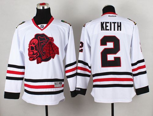 Blackhawks #2 Duncan Keith White(Red Skull) Stitched NHL Jersey