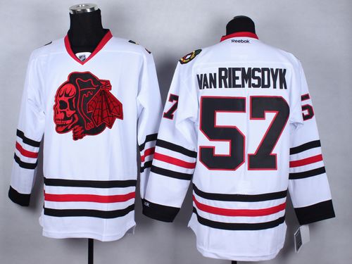 Blackhawks #57 Trevor Van Riemsdyk White(Red Skull) Stitched NHL Jersey