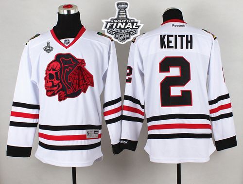 Blackhawks #2 Duncan Keith White(Red Skull) 2015 Stanley Cup Stitched NHL Jersey