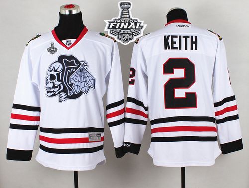 Blackhawks #2 Duncan Keith White(White Skull) 2015 Stanley Cup Stitched NHL Jersey