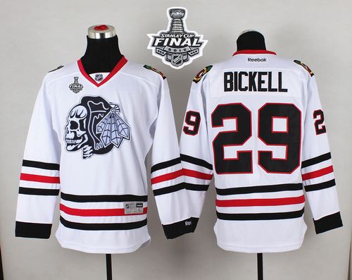 Blackhawks #29 Bryan Bickell White(White Skull) 2015 Stanley Cup Stitched NHL Jersey