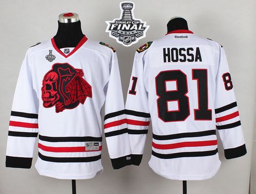 Blackhawks #81 Marian Hossa White(Red Skull) 2015 Stanley Cup Stitched NHL Jersey
