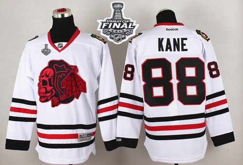 Blackhawks #88 Patrick Kane White(Red Skull) 2015 Stanley Cup Stitched NHL Jersey