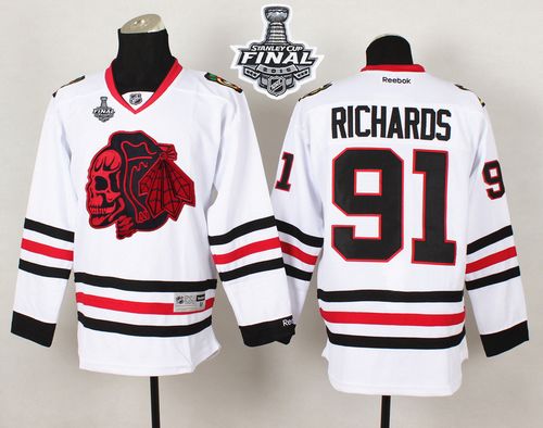 Blackhawks #91 Brad Richards White(Red Skull) 2015 Stanley Cup Stitched NHL Jersey
