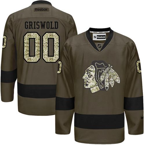 Blackhawks #00 Clark Griswold Green Salute to Service Stitched NHL Jersey
