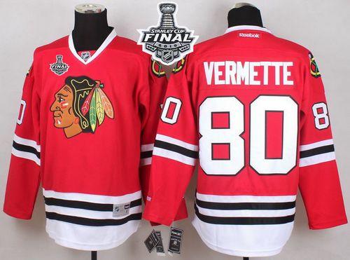 Blackhawks #80 Antoine Vermette Red 2015 Stanley Cup Stitched NHL Jersey