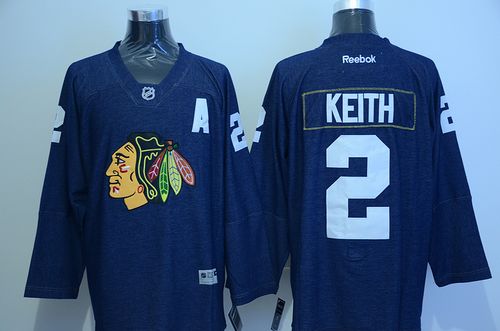 Blackhawks #2 Duncan Keith Navy Blue Denim Stitched NHL Jersey