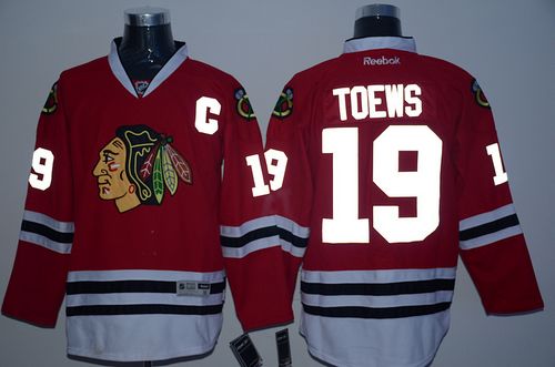 Blackhawks #19 Jonathan Toews Red Reflective Version Stitched NHL Jersey