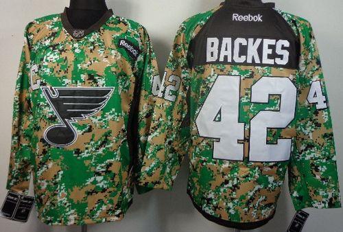 Blues #42 David Backes Camo Veterans Day Practice Stitched NHL Jersey