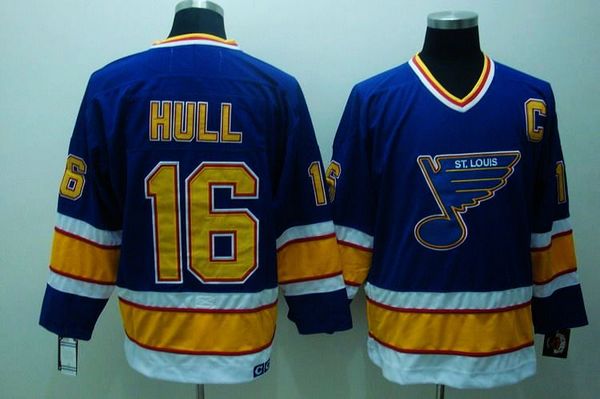 Blues #16 Brett Hull Stitched Blue CCM Throwback NHL Jersey