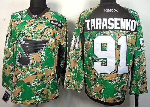 Blues #91 Vladimir Tarasenko Camo Veterans Day Practice Stitched NHL Jersey