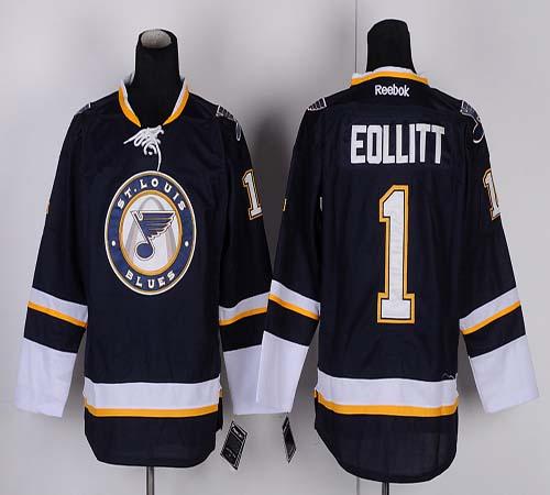 Blues #1 Brian Elliott Dark Blue Third Stitched NHL Jersey