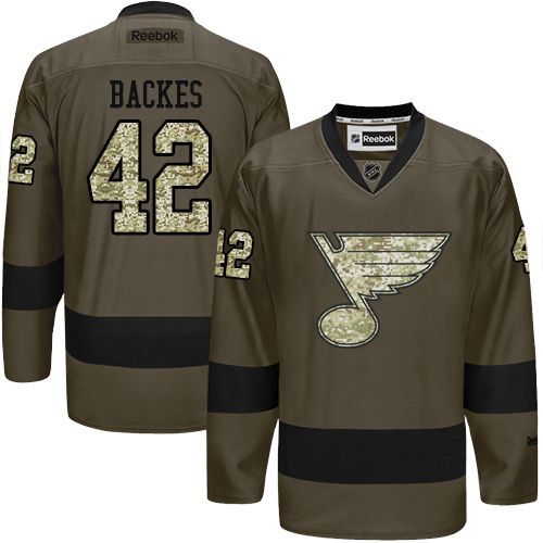 Blues #42 David Backes Green Salute to Service Stitched NHL Jersey