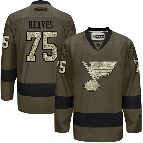 Blues #75 Ryan Reaves Green Salute to Service Stitched NHL Jersey