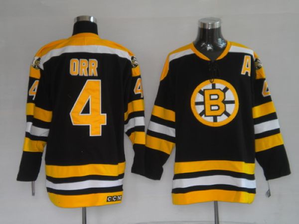 Bruins #4 Bobby Orr Stitched CCM Throwback Black NHL Jersey