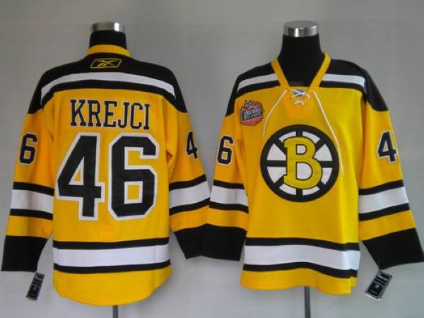 Bruins #46 David Krejci Stitched Winter Classic Yellow NHL Jersey