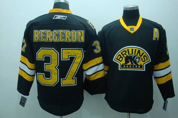 Bruins #37 Patrice Bergeron Stitched Black Third NHL Jersey