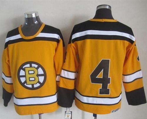 Bruins #4 Bobby Orr Yellow CCM Throwback Stitched NHL Jersey