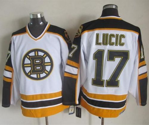 Bruins #17 Milan Lucic White/Black CCM Throwback Stitched NHL Jersey