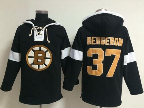 Bruins #37 Patrice Bergeron Black NHL Pullover Hoodie