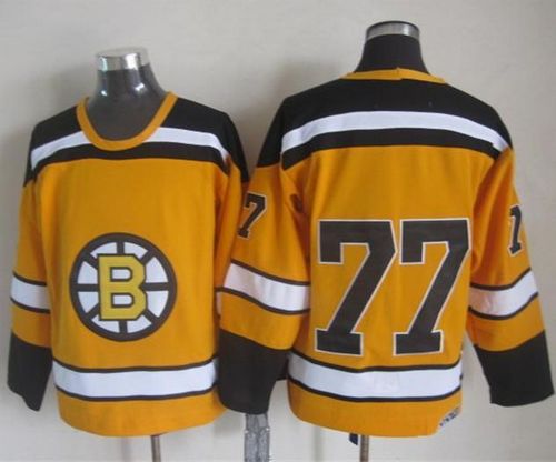 Bruins #77 Ray Bourque Yellow CCM Throwback Stitched NHL Jersey