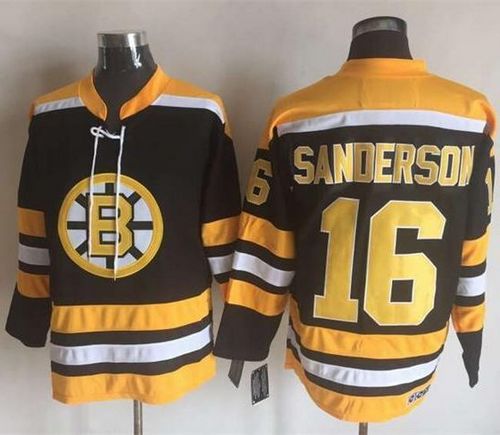 Bruins #16 Derek Sanderson Black/Yellow CCM Throwback New Stitched NHL Jersey