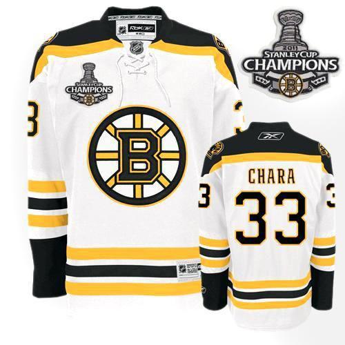 Bruins 2011 Stanley Cup Champions Patch #33 Zdeno Chara White Stitched NHL Jersey