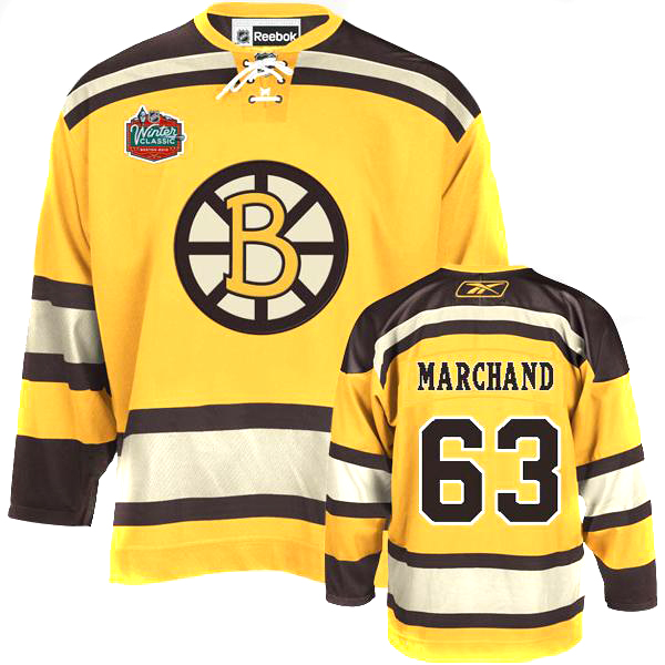 Bruins #63 Brad Marchand Winter Classic Yellow Stitched NHL Jersey