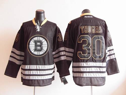 Bruins #30 Tim Thomas Black Ice Stitched NHL Jersey
