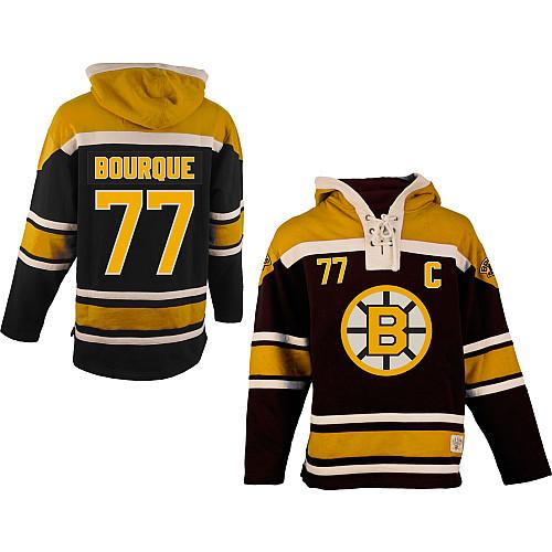 Bruins #77 Ray Bourque Black Sawyer Hooded Sweatshirt Stitched NHL Jersey