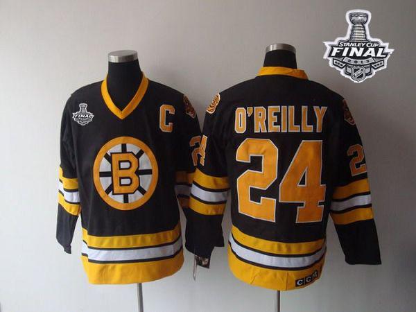 Bruins Stanley Cup Finals Patch #24 O'Reilly CCM Throwback Black Stitched NHL Jersey