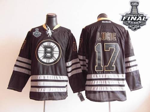 Bruins Stanley Cup Finals Patch #17 Milan Lucic Black Ice Stitched NHL Jersey