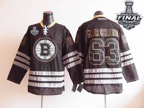 Bruins Stanley Cup Finals Patch #63 Brad Marchand Black Ice Stitched NHL Jersey