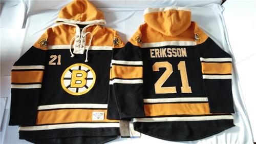 Bruins #21 Loui Eriksson Black Sawyer Hooded Sweatshirt Stitched NHL Jersey