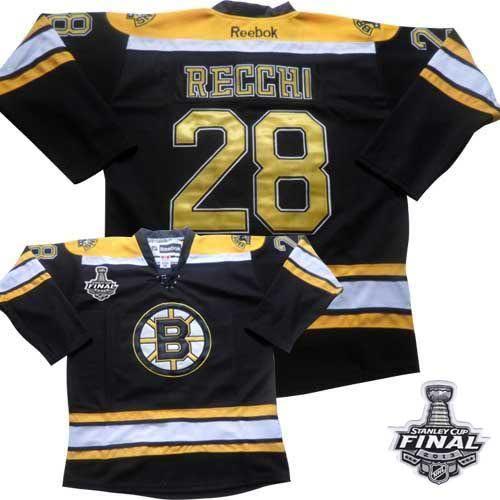 Bruins Stanley Cup Finals Patch #28 Mark Recchi Black Home Stitched NHL Jersey