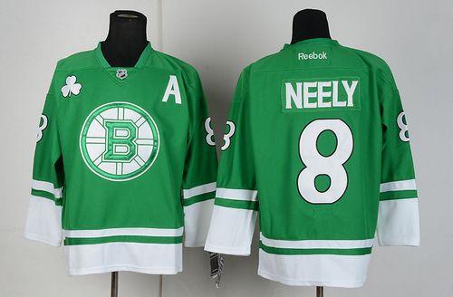 Bruins #8 Cam Neely Green St Patty's Day Stitched NHL Jersey