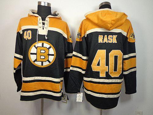 Bruins #40 Tuukka Rask Black Sawyer Hooded Sweatshirt Stitched NHL Jersey