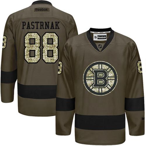 Bruins #88 David Pastrnak Green Salute to Service Stitched NHL Jersey
