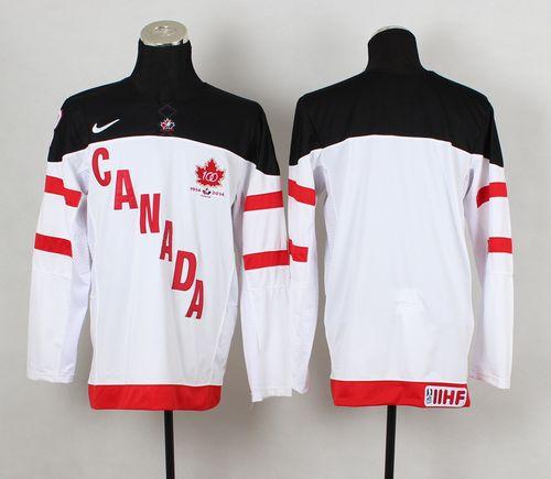 Olympic CA. Blank White 100th Anniversary Stitched NHL Jersey